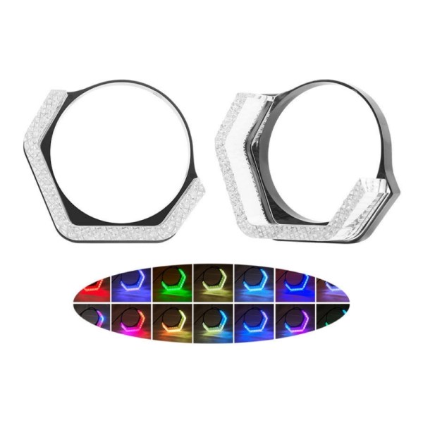 M3 主图 M3 5D RGB Crystal Angel Eye Halo Rings Bi-LED Projector Lens DRL App Control Colorful Lights for Car headlight Retrofit