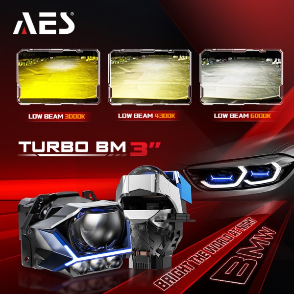 AES Turbo BM 3"6000K 4300K 3000K 3Laser Tri colors with DRL function Bi Led Projector