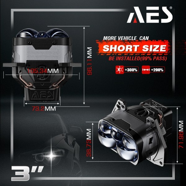 AES Turbo LV 3"6000K  2 Laser 4LENS Biled Projector